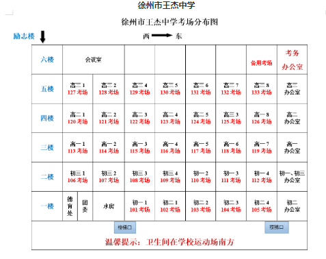 江苏徐州2020年8月高等教育自学考试考点地址及考场分布图